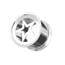 (12mm) 316L Surgical Steel Star Plate Top Internally Threaded Tunnel