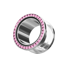 (18mm) Pink Ball Black Edge Top Flesh Tunnel