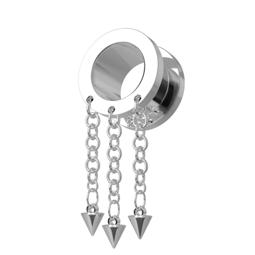 (18mm) 316L Surgical Steel Dangling Cones External Threaded Tunnel 1
