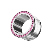 (20mm) Pink Ball Top White Edge Flesh Tunnel