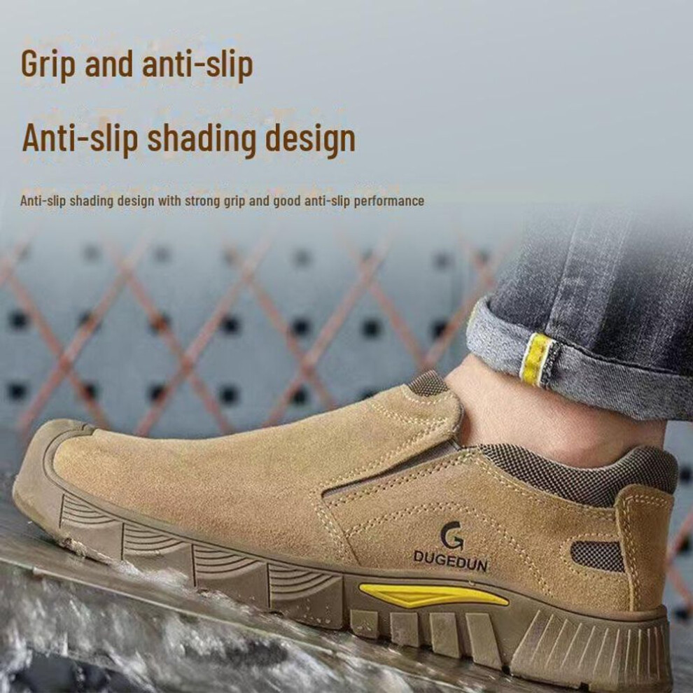 (as the picture, Khaki; 39) High-density Anti-smash & Puncture-resistant Work Shoes: Durable, Slip-resistant, Insulated For Long-term Comfort & Protection.