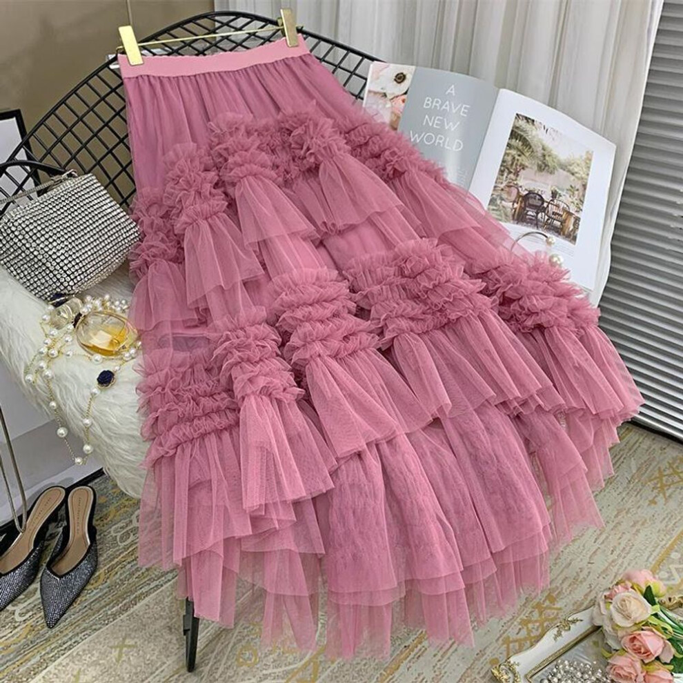 (Small, pink) Fairy Victorian Style Mesh Irregular Skirt - Romantic & Seductive (2024)