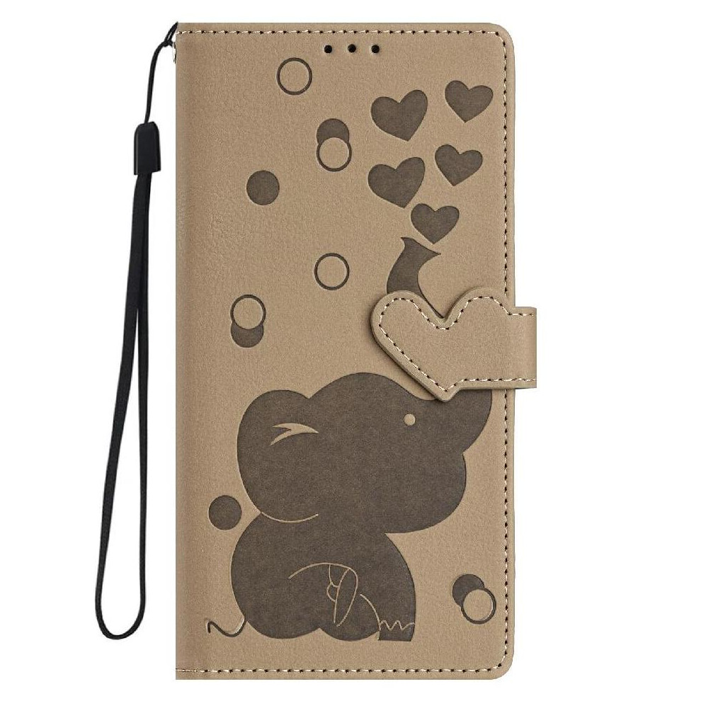 (Khaki ) Flip Case For Iphone 16E Three Card Slots Premium Leather Kickstand 764563532728
