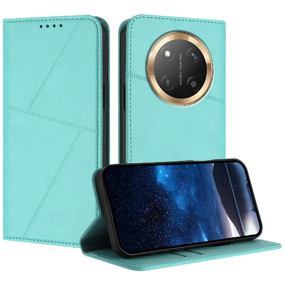 Photos - Case   for Honor Magic 7 Lite Anti-fingerprint Matte Texture Shockproof Cover with Card Slots and Kickstand(Green)