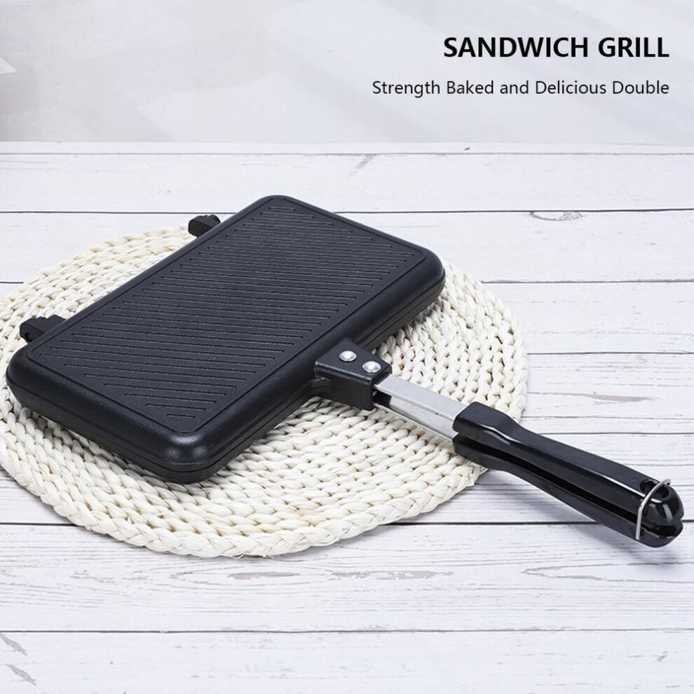 (ITALY) Nonstick Sandwich Baking Pan Portable Dual Side Aluminum Alloy Waffle Bakeware For Easy Breakfast Cooking