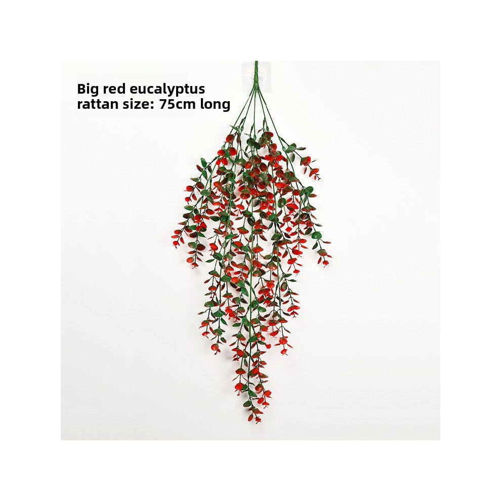 (Red)Fausse canne à eucalyptus plantes vertes décoration murale pour intérieur extérieur décoration événement