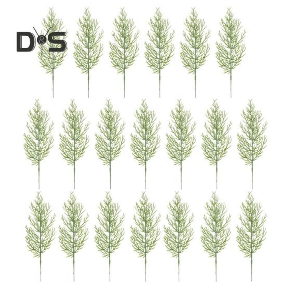 20pcs Artificial Pine Branches Reusable Fake Green Leaf For Diy Crafts Photography Props Home Christmas Decoration