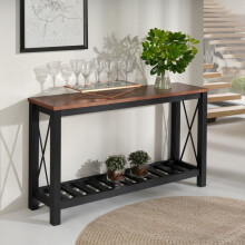 Mercers Furniture Cottage Black Painted Pine Console Hallway Sideboard Table – Wooden with Storage Shelf – 81H x 132W x 36D cm
