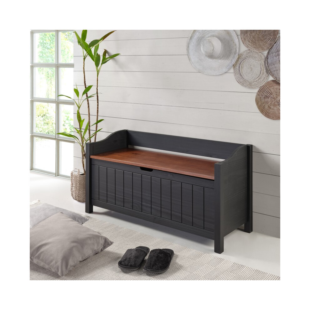 Mercers Furniture Cottage Black Painted Pine Bench – Wooden with Storage – 59H x 107W x 42D cm