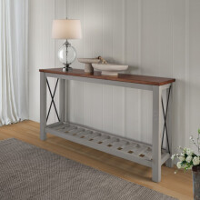 Mercers Furniture Cottage Grey Painted Pine Console Hallway Sideboard Table – Wooden with Storage Shelf – 81H x 132W x 36D cm