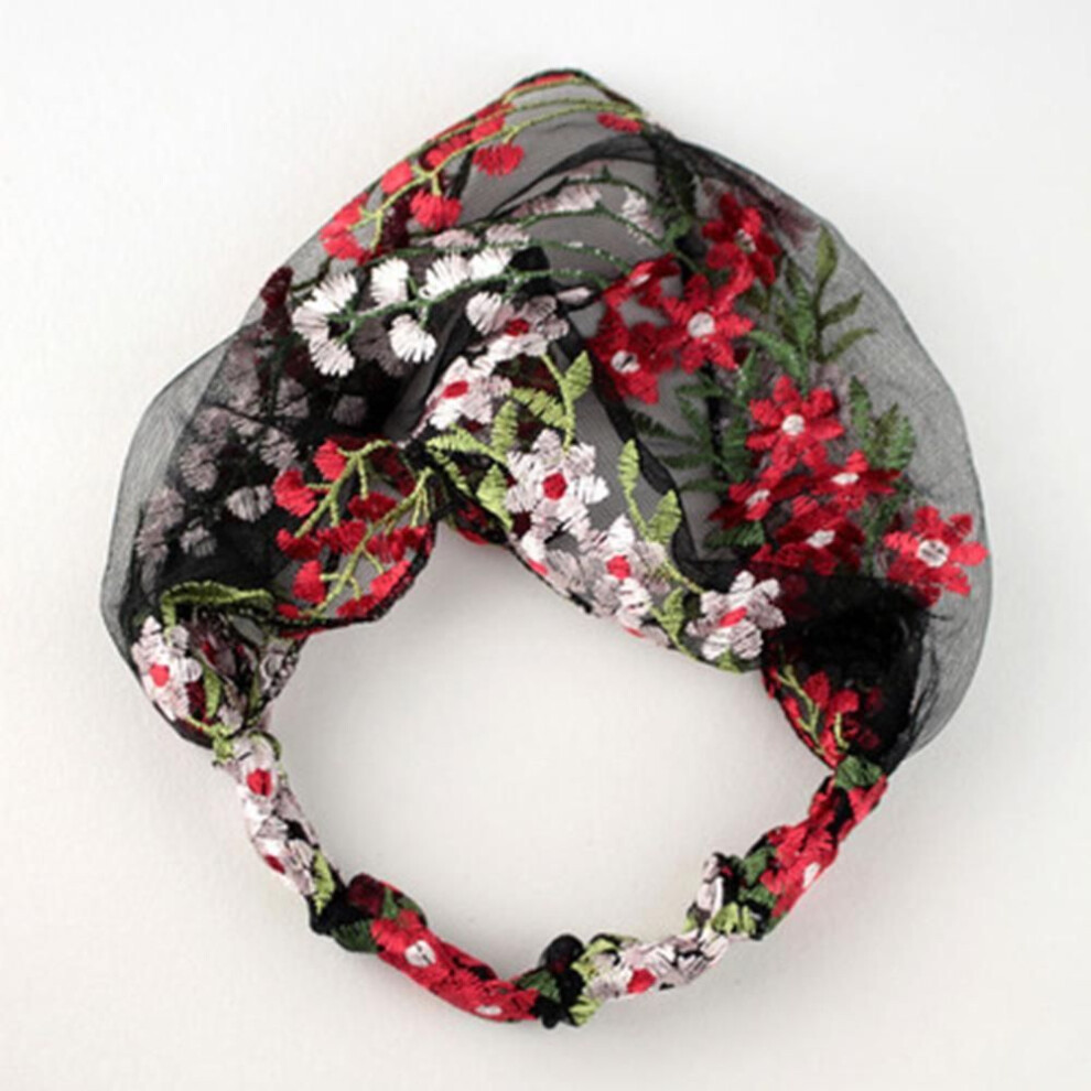 (black) Wide-brimmed Face Wash Korean Lace Floral Hair Band Headdress Turban Headband Hair Accessories
