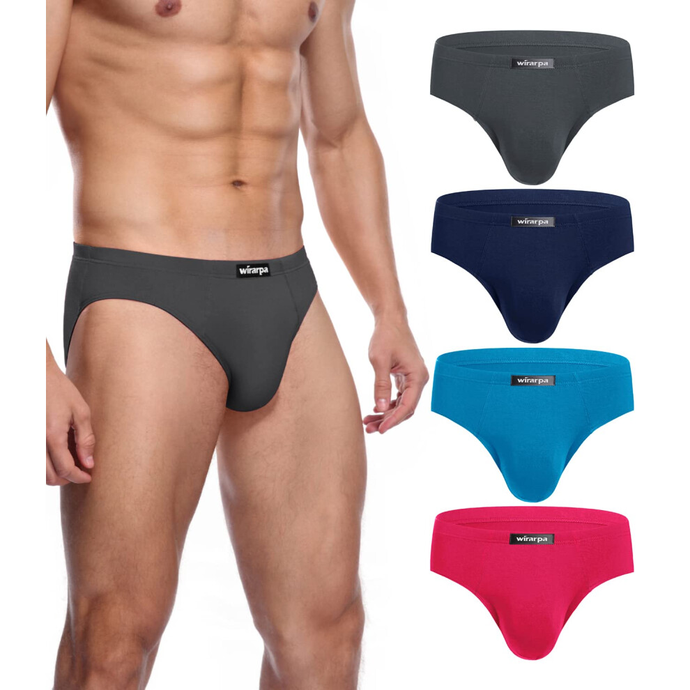 Sous-v   tements pour homme Wirarpa, slips en microfibre modal, sans braguette, ceinture recouverte, lot de 4, slips soyeux au toucher, ardoise, bl