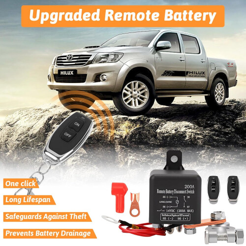 Remote Battery Disconnect Switch 12V 200A Car Kill Switch 2