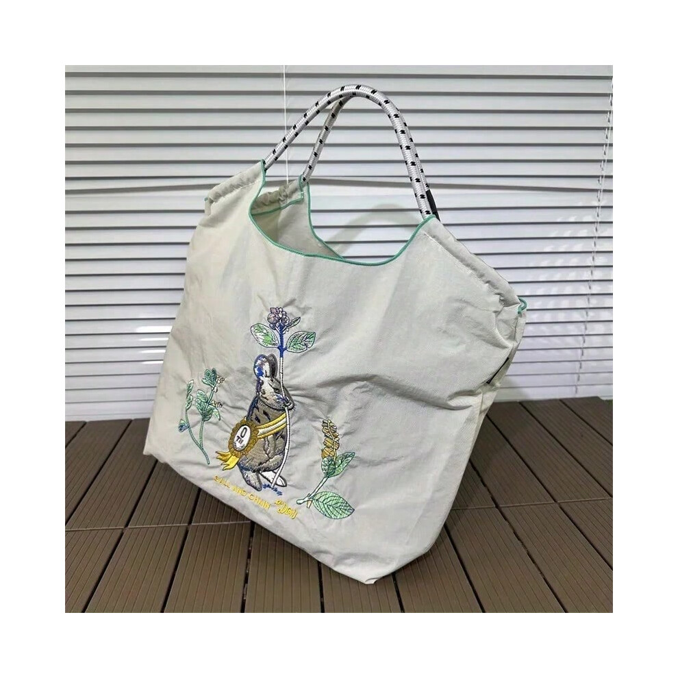 (Style-05) Women Embroidered Handbag Oxford Tote Bag, Nylon Waterproof Shopping Bag, Daily Casual Campus Computer Bag, Vacation Storage Bag