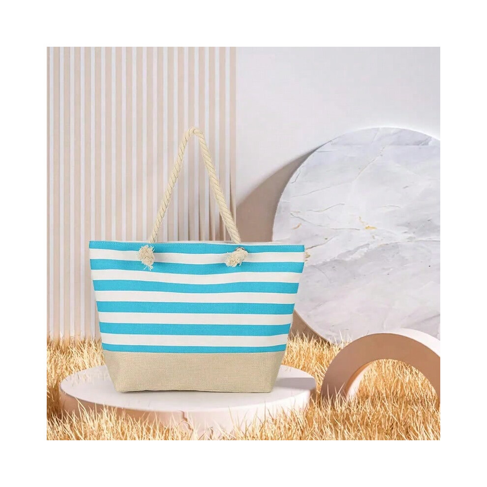 (QQ2145-BLUE) Beach Bags For Women Extra Large Beach Tote Sandproof Swim Pool Totes Bag Vacation Handbag