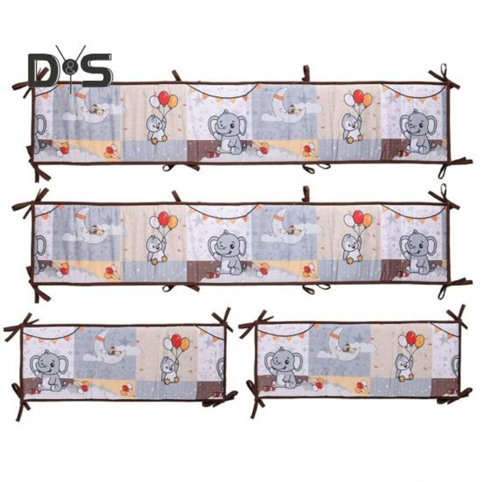 (M, as the picture) 4pcs/set Breathable Crib Bumper Pads Easy To Install Disassemble Printed Design Fade-resistant Baby Bed Bumper Mats