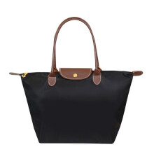 (black, S) New Nylon Beach Tote Bag Fashion Womens Handbag Tote Oxford Shoulder Bags Female Waterproof Dumplings Folding Shopping Bag 2024