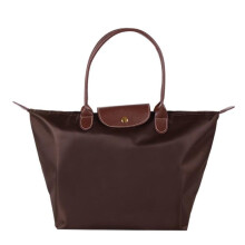 (brown, M) New Nylon Beach Tote Bag Fashion Womens Handbag Tote Oxford Shoulder Bags Female Waterproof Dumplings Folding Shopping Bag 2024