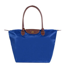 (royal blue, L) New Nylon Beach Tote Bag Fashion Womens Handbag Tote Oxford Shoulder Bags Female Waterproof Dumplings Folding Shopping Bag 2024