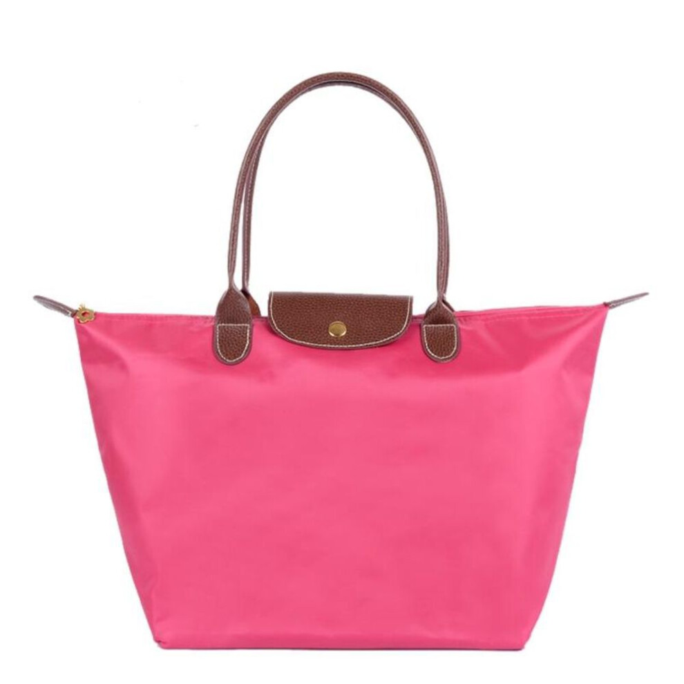 (rose, L) New Nylon Beach Tote Bag Fashion Womens Handbag Tote Oxford Shoulder Bags Female Waterproof Dumplings Folding Shopping Bag 2024