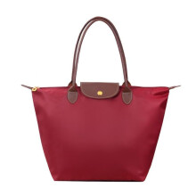 (wine red, M) New Nylon Beach Tote Bag Fashion Womens Handbag Tote Oxford Shoulder Bags Female Waterproof Dumplings Folding Shopping Bag 2024