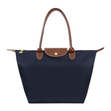 (dark blue, L) New Nylon Beach Tote Bag Fashion Womens Handbag Tote Oxford Shoulder Bags Female Waterproof Dumplings Folding Shopping Bag 2024