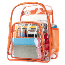 Mochila Transparente K-Cliffs Grande Resistente para Estudantes PVC Laranja