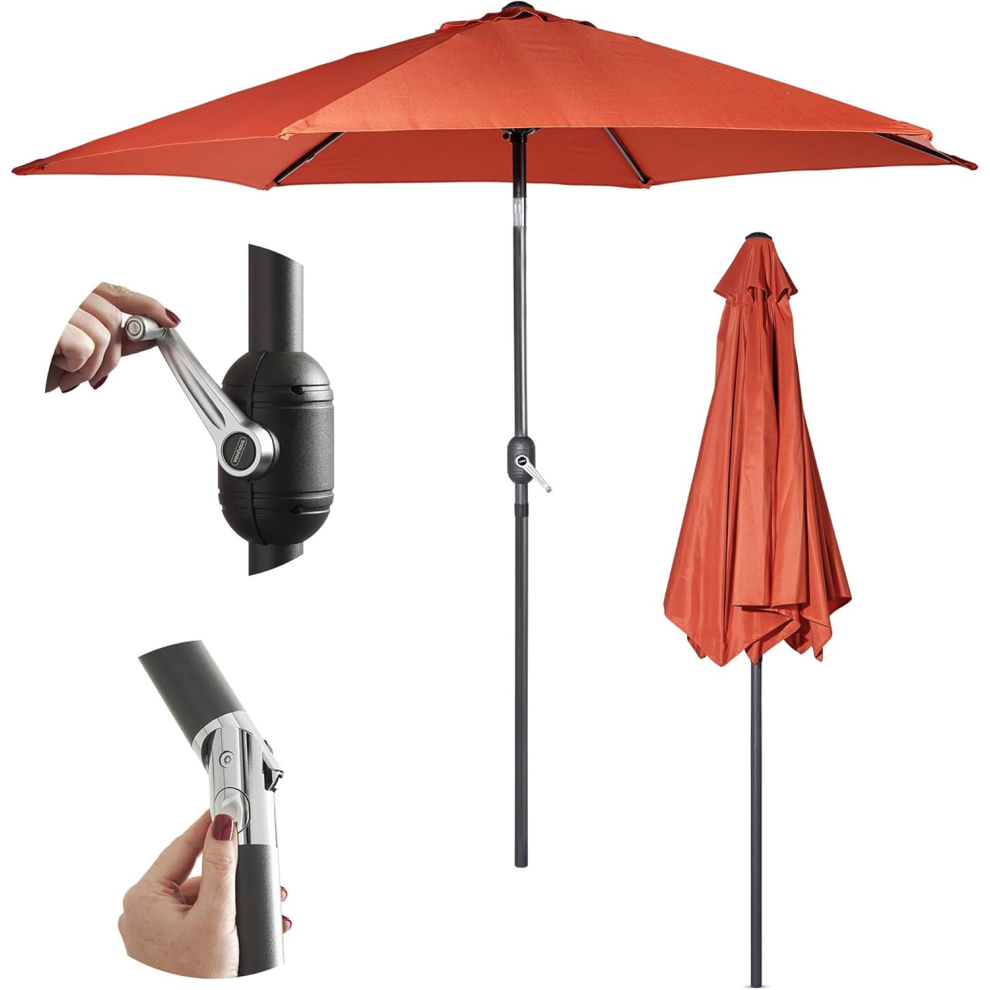 VonHaus Parasol 2.7M  Parasol Umbrella for Outdoor, Garden, Patio  Sun Shade Canopy with Hand Crank, Tilt Function, UV30+ Protection, Air Vent