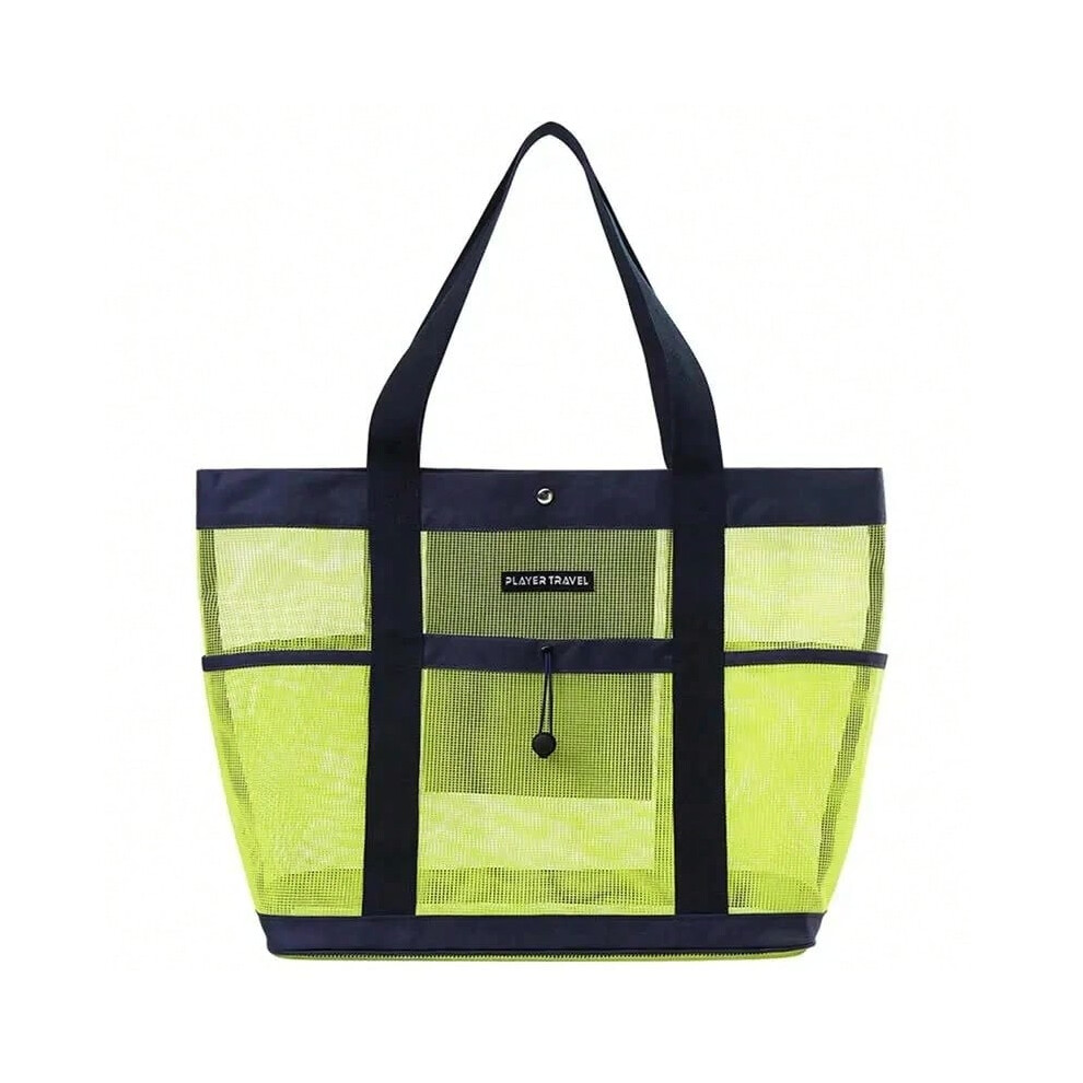 (Green) Women's Transparent Mesh Shopping Totes Fashion Light and Versatile Large-capacity Portable Handbag Beach Mesh Bag Shoulder Bag