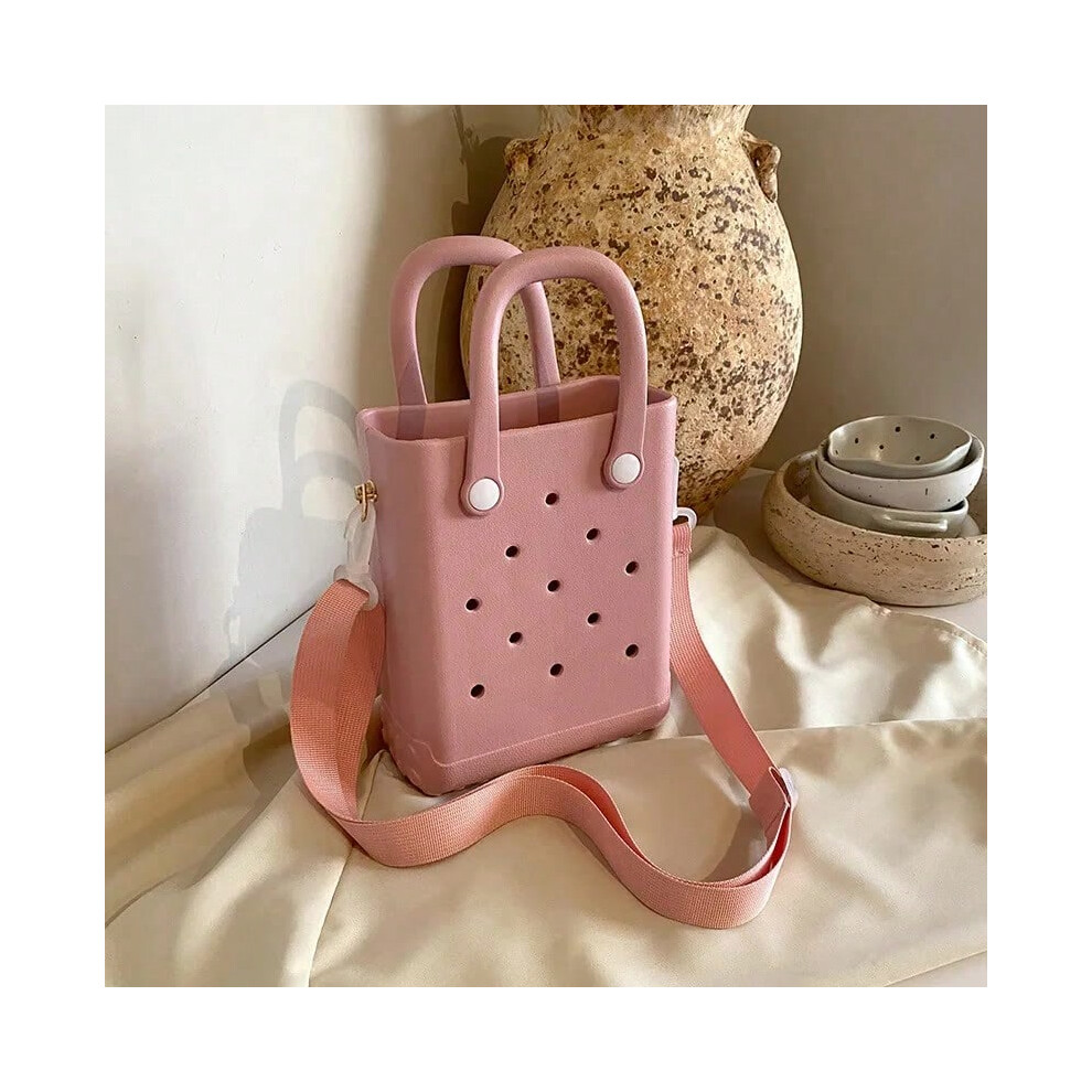 (pink) Mini Beach Bag Lightweight Travel Camping Small Handbag Shoulder Bag for Woman Ladies