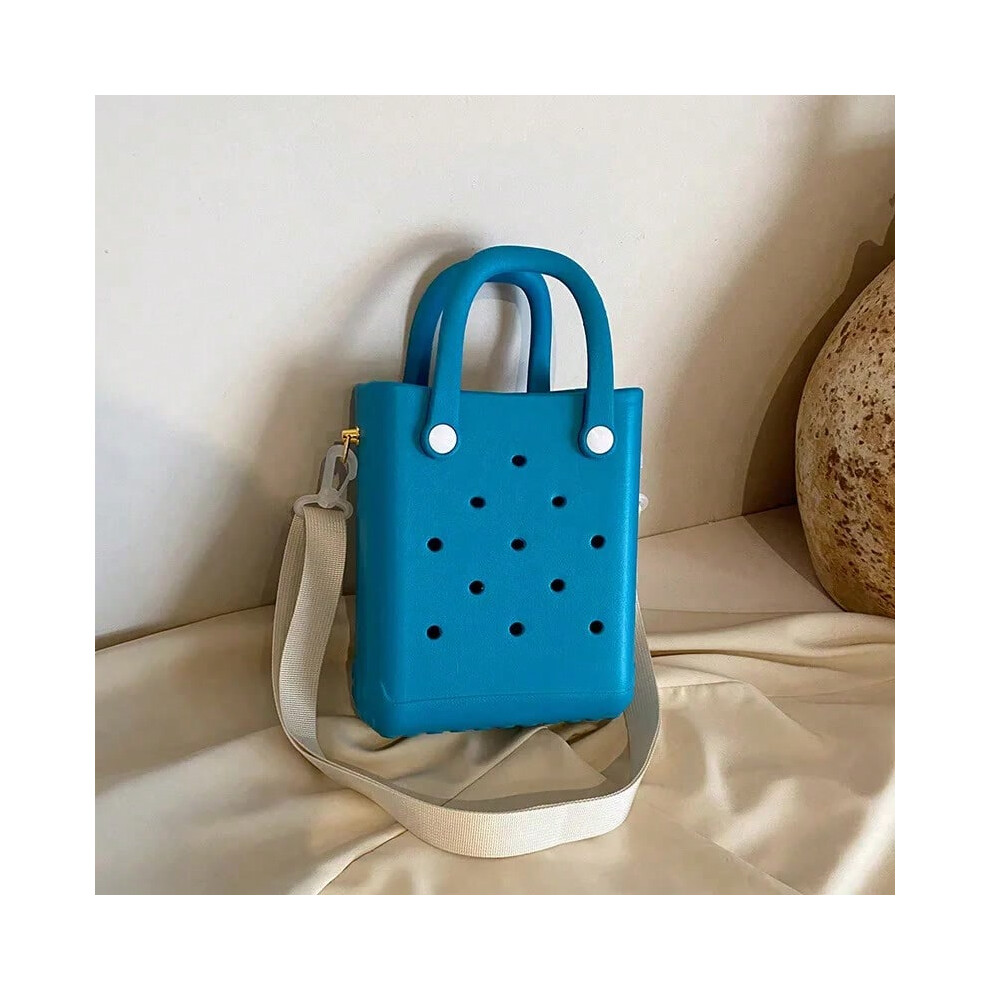 (dark blue) Mini Beach Bag Lightweight Travel Camping Small Handbag Shoulder Bag for Woman Ladies