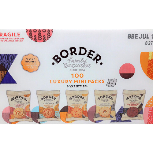 Border Border Biscuits 100 Mini Packs with 5 Varieties 2 Pack (200 Biscuits)