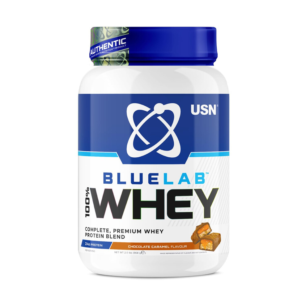 USN Blue Lab Whey Protein Powder: Chocolate Caramel - Whey Protein 2kg - Post-Workout - Whey Isolate - Muscle Building Powder Supplement With Added