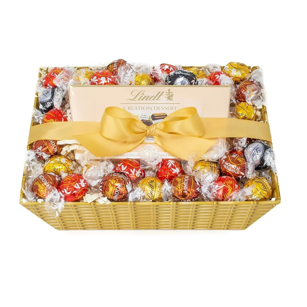 Lindt Chocolate Hamper - Luxury Gift Basket Including a Lindt Creation Desert Box and Assorted Individually Wrapped Truffles