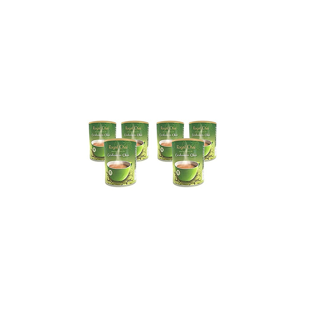 Royal Chai Elaichi Unsweetened Tub 400G (Pack Of 6) ? Premium Instant Tea ? Cardamom Tea ? Natural ? Instant Cardamom Indian Tea