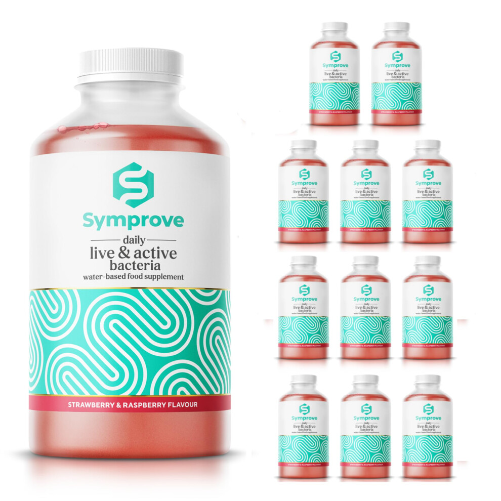Symprove Strawberry and Raspberry 12-Week Pack | Daily Essential Gut Health Supplement | Probiotic Drink with Live Bacteria, Vegan | 12x500ml