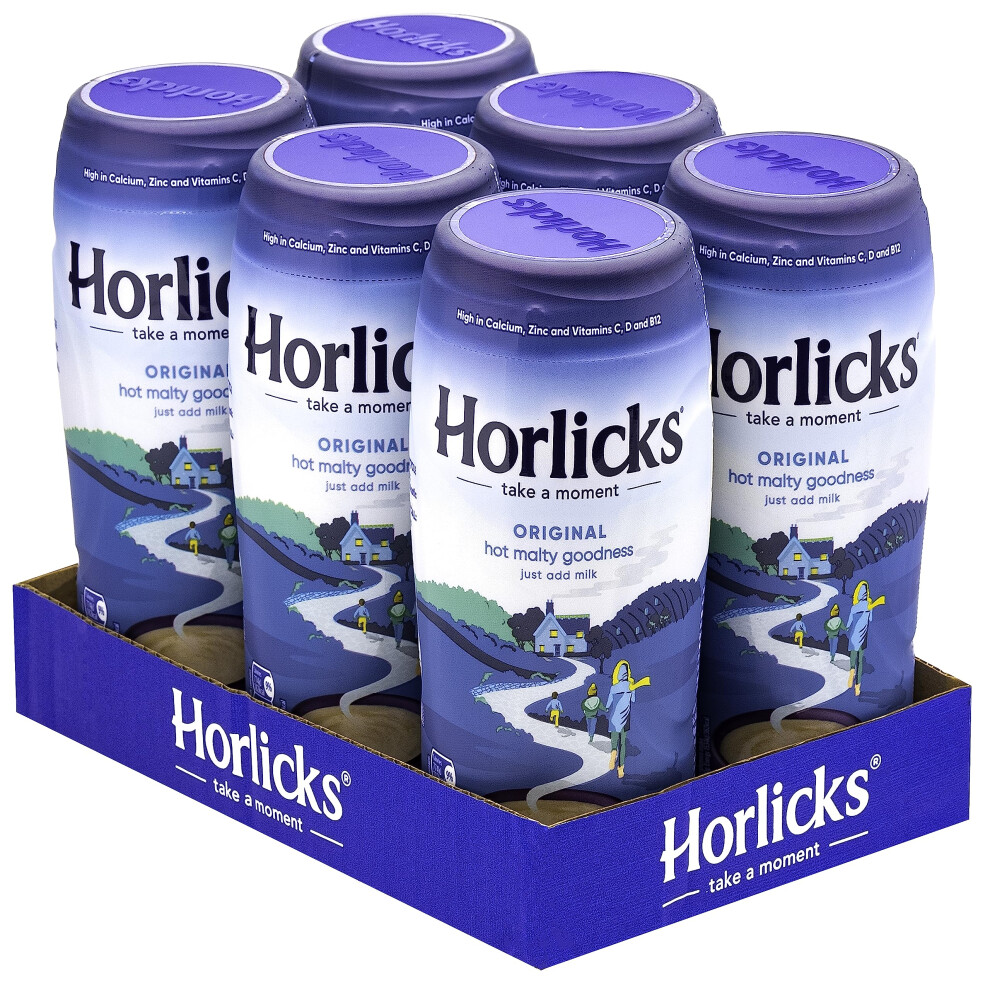 Horlicks Original Malted Milk 400G (Pack Of 6) Just Add Milk, The Original Malted Drink. High In Calcium, Zinc, Vitamin C, Vitamin D & Vitamin B12