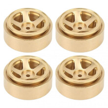 4Pcs RC Beadlock Wheel Rim Hubs Adhesive Free Brass RC Car Upgrade Parts for FMS FCX24 1/18 1/24 Climbing Car Gold