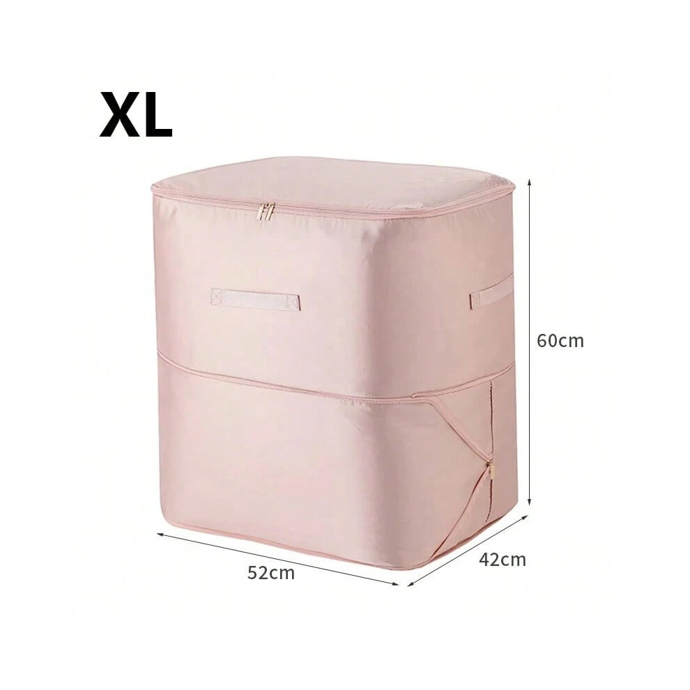 (1pc Pink-XL) Compression Dustproof Organizer Storage Bag Large Capacity Moisture-proof Clothes Quilt Moving Bag Self Compression Organizer