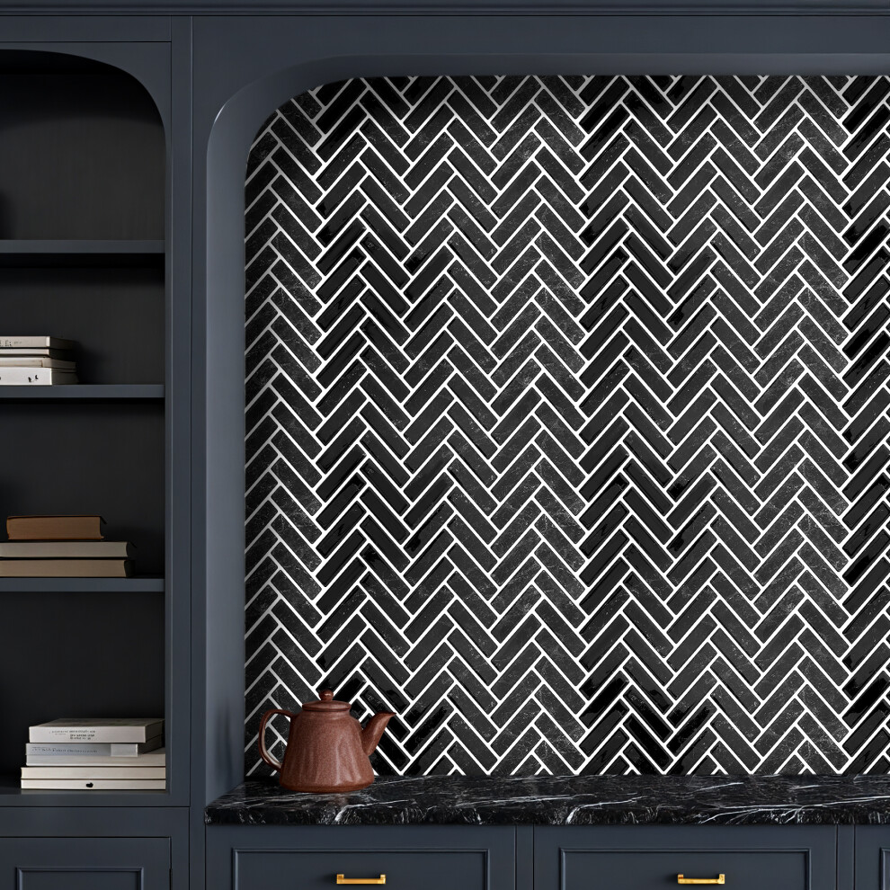 10Pcs Self-Adhesive Wall Tile Stickers, Black