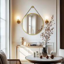 700x700mm Gold Round Wall Vanity Mirror with Hanging Rope