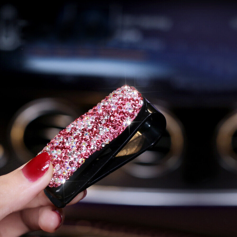 Bling Rhinestone Car Accessories Interior Sun Visor Mount Glasses Clip Holder 7334477181294