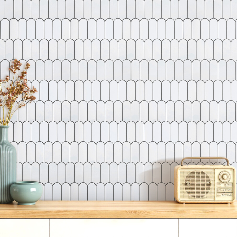 10Pcs Self-Adhesive Wall Tile Stickers, Light Grey