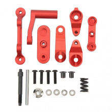 RC Steering Assembly Aluminum Alloy Upgrade Part RC Steering Bellcrank Set for LOSI Baja Rey Rock Rey 1/10 RC Cars Red