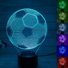 (Mutil-color,Football)Cool Pattern 3d Led Night Light 7 Color Touch Switch Table Desk Lamp Gifts Kids