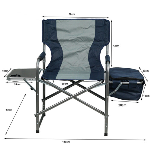 Portable Folding Directors Camping Chair with Side Table Cooler Bag 1
