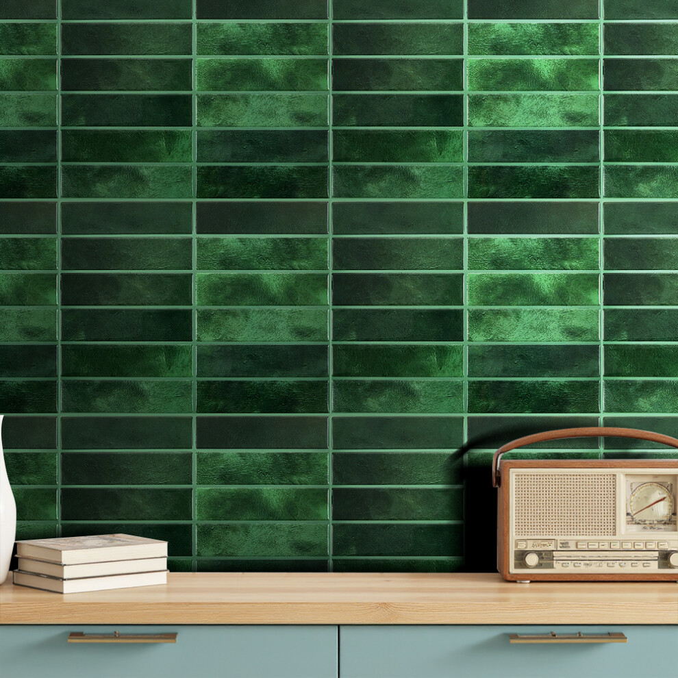 (Green) 10Pcs Self-Adhesive Wall Tile Stickers