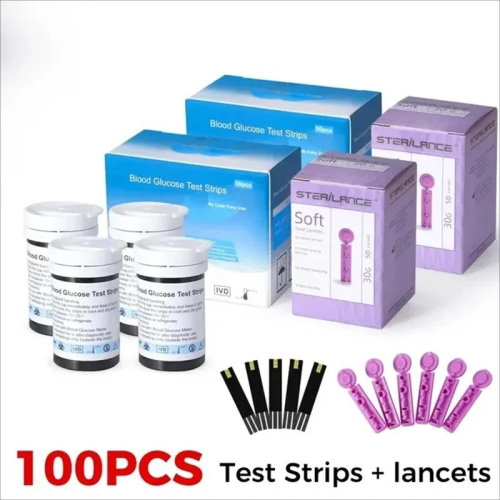 100x Blood Glucose Test Strips Codefree + 100x Daily Use Lancets 2