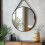 600X600mmDecorative Round Wall Hanging Mirror with Strap Black Frame 1