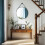 600X600mmDecorative Round Wall Hanging Mirror with Strap Black Frame 2